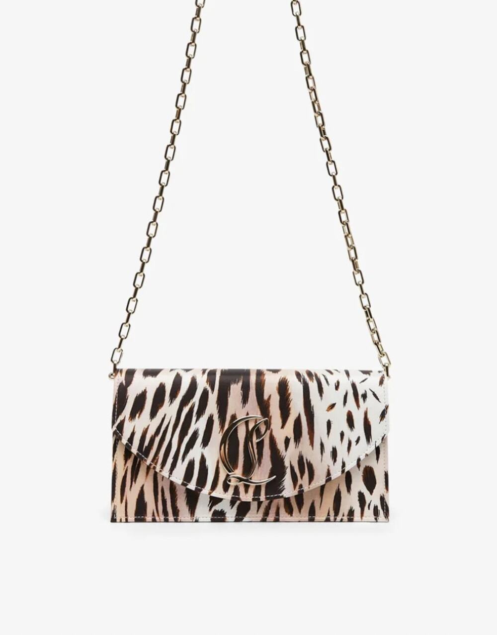 Christian Louboutin Loubi54 Gigi Leopard Satin Crepe Clutch Crossbody Bag
